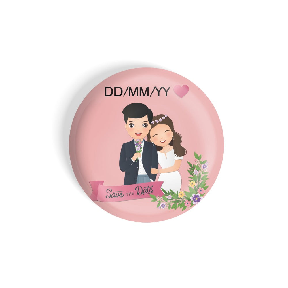 dhcrafts Round Fridge Magnet Pink Color Customised Save The Date D1 Glossy Finish Design Pack of 1